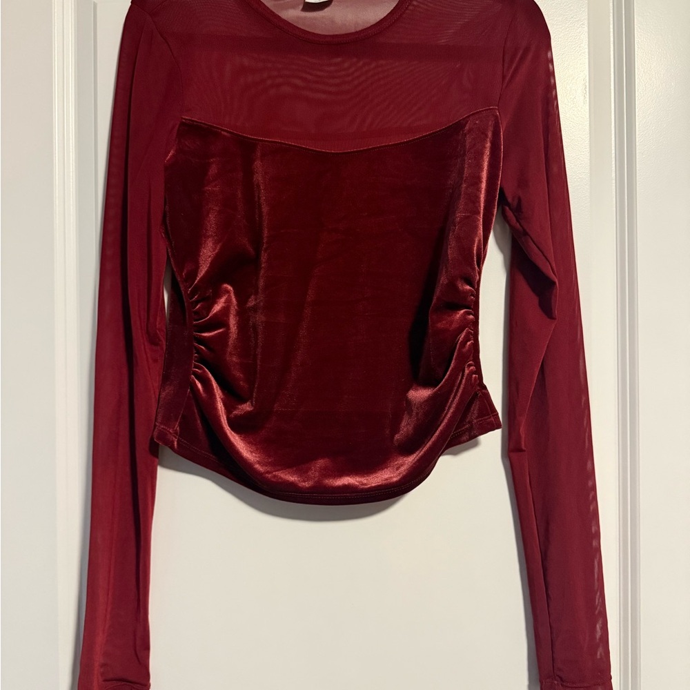 Wild Fable Wine Red Long Sleeve Top